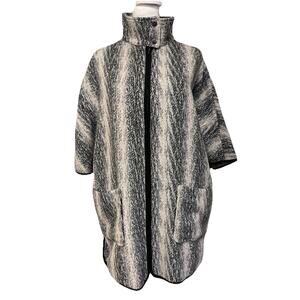 RO&DE Anthropologie High Collar Cardigan Pockets Wool Blend Poncho Sweater L